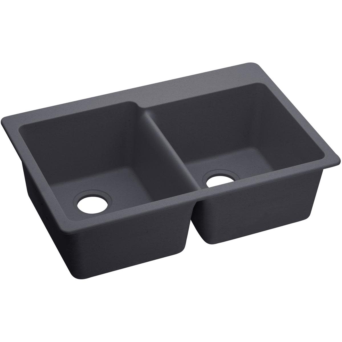 Photos - Kitchen Sink Elkay ELX250R Quartz Luxe 33" Drop In Offset Double Basin Quartz Composite  Charcoal Sinks s Composi 