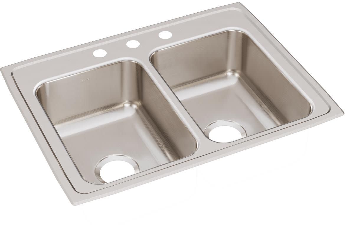Photos - Kitchen Sink Elkay LR2922 Lustertone 29" Drop In Double Basin Stainless Steel  3 Faucet Holes Sinks s Stainless S 