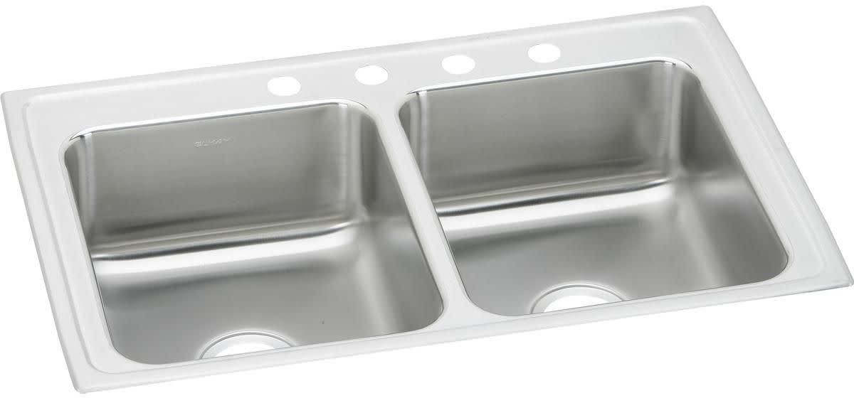 Photos - Kitchen Sink Elkay LR3321 Lustertone 33" Drop In Double Basin Stainless Steel  3 Faucet Holes Sinks s Stainless S 