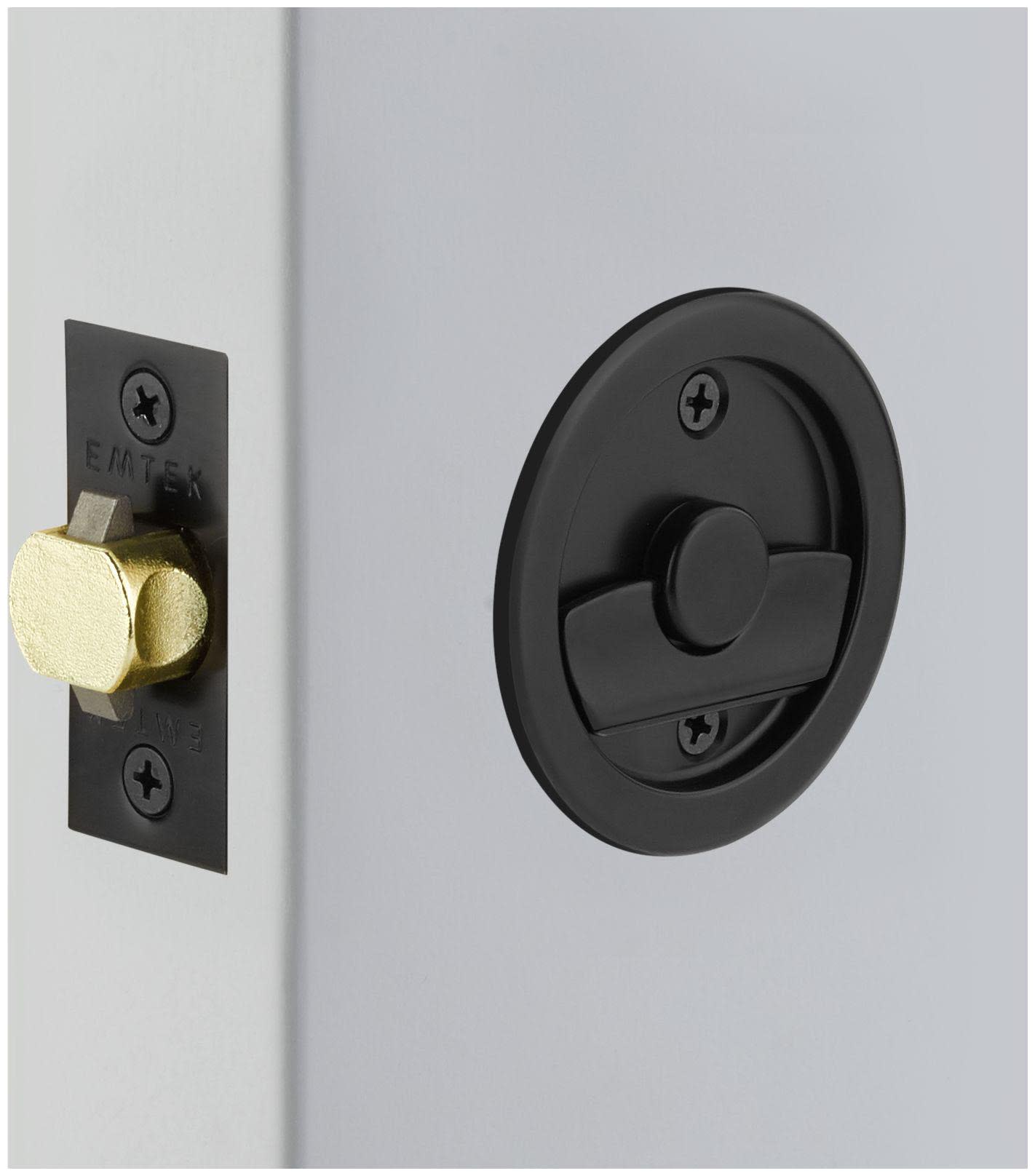 Photos - Door Lock Emtek 2145 Round Tubular 2-1/2" Privacy Pocket  Flat Black Sliding Door Hardware Pocket Door Hardware Locks Privacy 