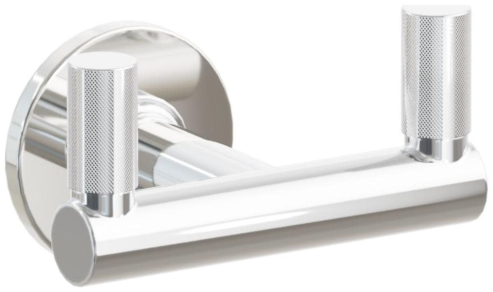 Emtek 2266.00US14.RD.KN SELECT Double Robe Hook with Polished Nickel Small Disc Rose and Choice of Round Stem/Knurled Tips Finish Polished Nickel