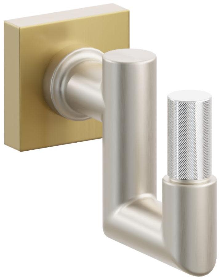 Emtek 2268.MQUS7.RD.KNUS26 SELECT Single U Robe Hook with French Antique Small Square Rose Polished Chrome Knurled Tip and Choice of Round Stem