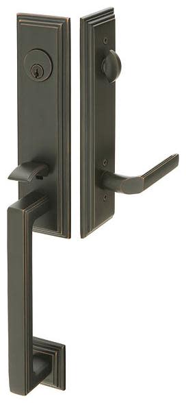 Emtek 4211 Wilshire Single Cylinder Keyed Entry Handleset from the Classic Brass Collection Oil Rubbed Bronze Door Hardware Handlesets Keyed Entry