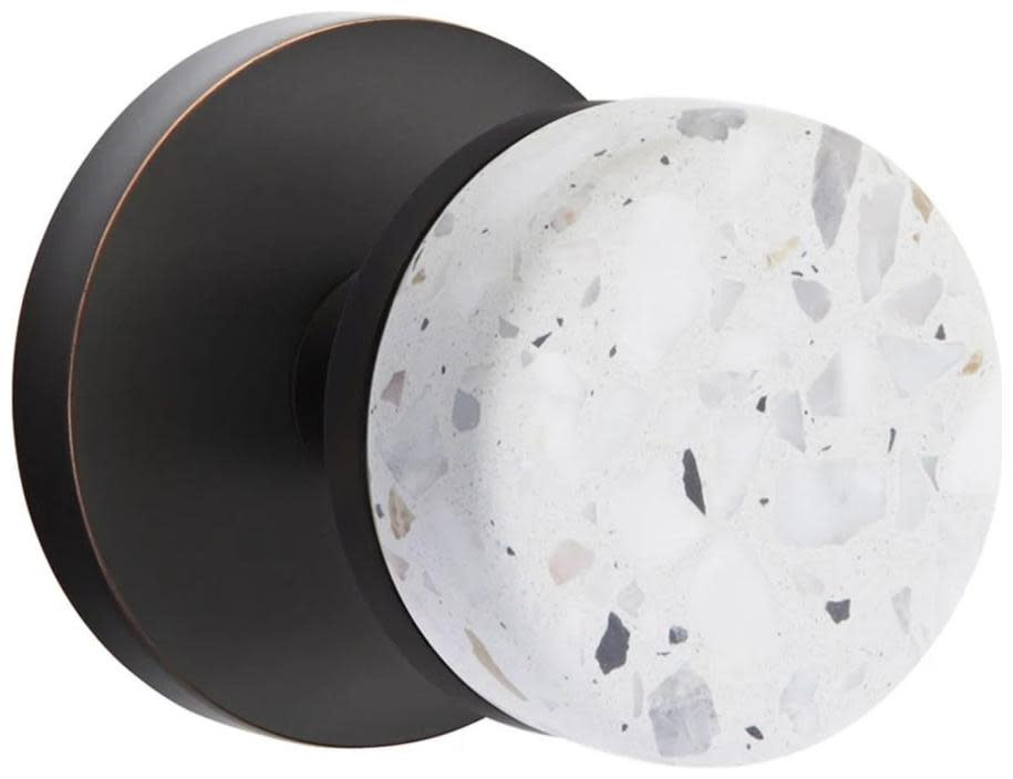 Emtek 510TZKLT Terrazzo Passage Door Knob Set from the SELECT Collection Oil Rubbed Bronze Door Hardware Door Knobs Passage Door Knobs