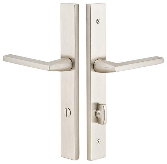 Emtek 8243 11 Inch Stretto Rectangular Privacy Sideplate Entry Set from the Brass Modern Collection Satin Nickel Door Hardware Door Levers Privacy