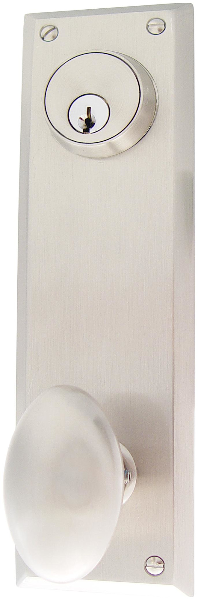 Emtek 8980 Quincy Single Cylinder Keyed Entry Set from the American Classic Collection Satin Nickel Door Hardware Door Lever Combo Packs Keyed Entry