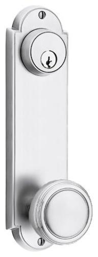 Emtek 8996 Delaware Series Single Cylinder Keyed Entry Set with 9 Inch Tall Backplate From the American Classic Collection Polished Chrome Door