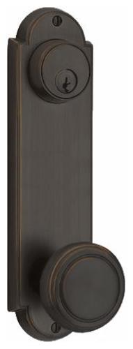 Emtek 8997 Delaware Series Double Cylinder Keyed Entry Set with 9 Inch Tall Backplate From the American Classic Collection Oil Rubbed Bronze Door