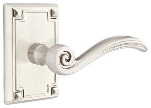 Emtek M520EN Elan Mortise Privacy Door Lever Set and Lock Body with Magnetic Latch Satin Nickel Door Hardware Mortise Locks Privacy Mortise Locks