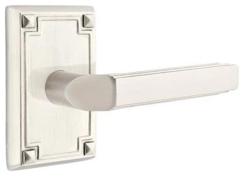 Emtek M520M Milano Mortise Privacy Door Lever Set and Lock Body with Magnetic Latch Satin Nickel Door Hardware Mortise Locks Privacy Mortise Locks