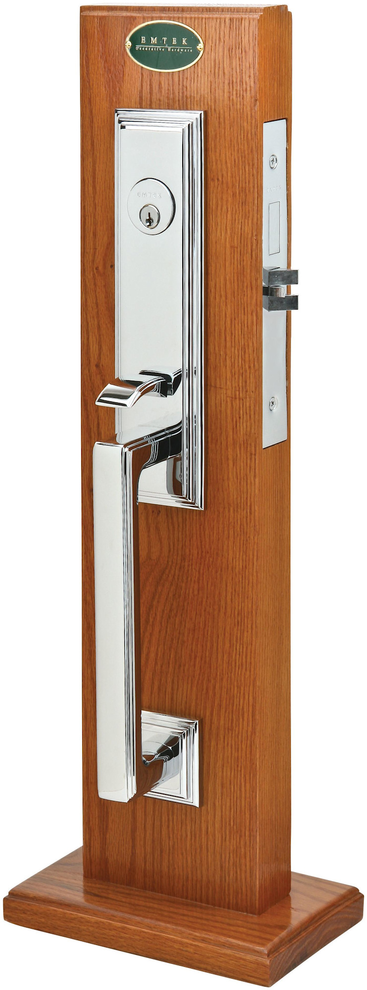 Emtek UL3306 Manhattan Style Single Cylinder UL Mortise Handleset from the Classic Brass Collection Polished Chrome Door Hardware Mortise Locks Keyed