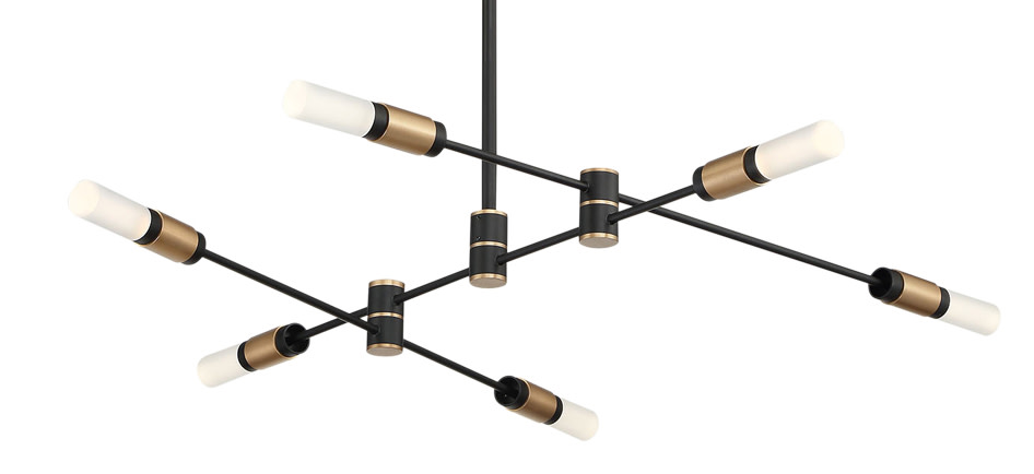 Photos - Chandelier / Lamp Wide Eurofase Lighting 37050-016 Albany 6 Light 32"  LED Chandelier Deep Black / Brass Indoor Lighting Chandeliers 