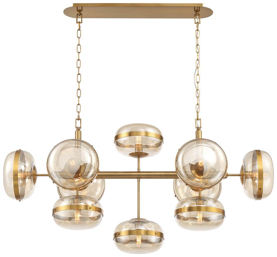 Photos - Chandelier / Lamp Eurofase Lighting 37089 Nottingham 10 Light 22" Wide Linear Chandelier Brass Indoor Lighting Chandeliers 37089-016
