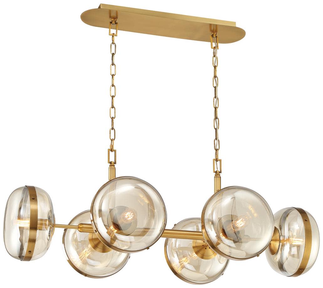 Photos - Chandelier / Lamp Eurofase Lighting 38130 Nottingham 6 Light 22" Wide Linear Chandelier Brass Indoor Lighting Chandeliers 38130-014