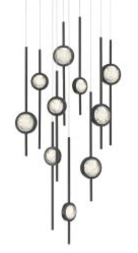 Photos - Chandelier / Lamp Wide Eurofase Lighting 39464 Barletta 10 Light 24"  LED Abstract Multi Light Pendant Black Anodized Aluminum / Black Indoor L 