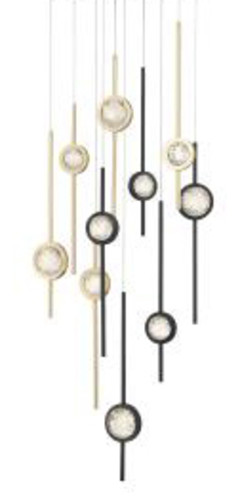 Photos - Chandelier / Lamp Wide Eurofase Lighting 39464 Barletta 10 Light 24"  LED Abstract Multi Light Pendant Black Anodized Aluminum / Brass Indoor L 