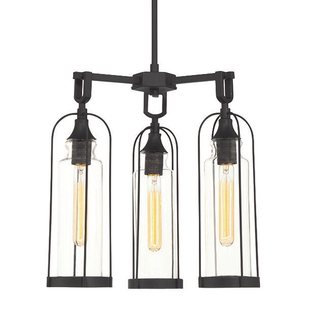 Photos - Floodlight / Street Light Eurofase Lighting 42728 Yasmin 3 Light 18" Wide Outdoor Chandelier Satin Black Outdoor Lighting Chandeliers 42728-016
