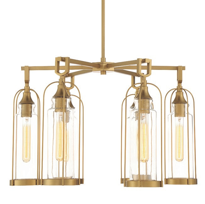 Photos - Floodlight / Street Light Eurofase Lighting 42729 Yasmin 6 Light 27" Wide Outdoor Chandelier Aged Gold Outdoor Lighting Chandeliers 42729-021