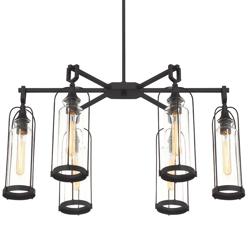 Photos - Floodlight / Street Light Eurofase Lighting 42730 Yasmin 6 Light 20" Wide Outdoor Chandelier Satin Black Outdoor Lighting Chandeliers 42730-019