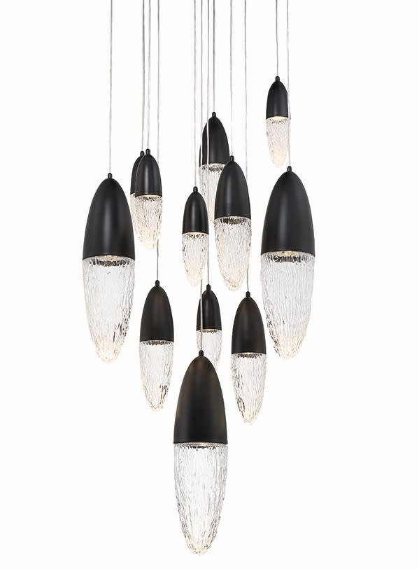 Photos - Chandelier / Lamp Wide Eurofase Lighting 43859 Écrou 12 Light 30"  Suspension Multi Light Pendant Black Indoor Lighting Pendants 43859-022 