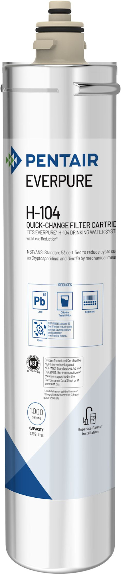 Everpure EV961216 H-104 Replacement Cartridge Water Filtration Accessories and Parts Under Sink System Accessories Water Filter Cartridges
