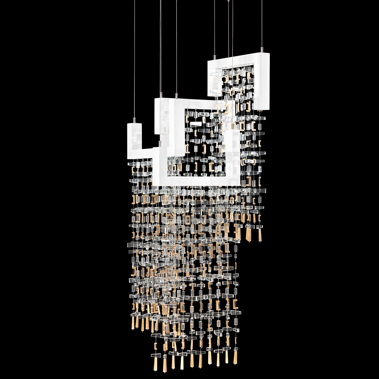 Fine Art Handcrafted Lighting 950740 Capri 22" Wide LED Crystal Multi Light Pendant White Lacquer Indoor Lighting Pendants