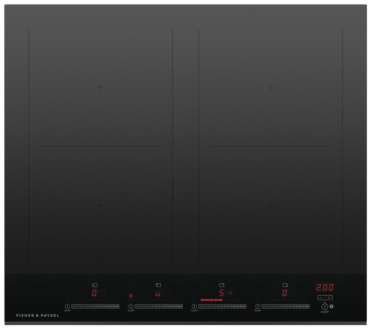 Photos - Hob Fisher & Paykel Fisher and Paykel CI244DTB4 24 Inch Wide 4 Burner Minimal Style Series 9 Induction Cooktop with SmartZone Black Cooking Appl
