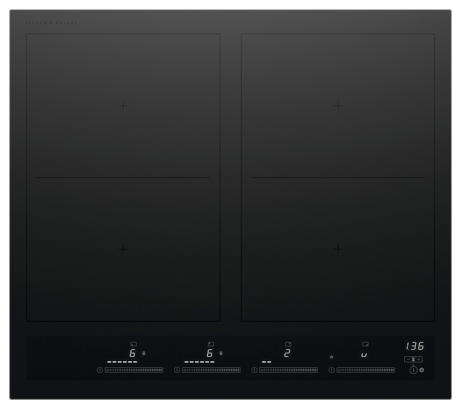 Photos - Hob Fisher & Paykel Fisher and Paykel CI244ZZDT5 24 Inch Wide 4 Burner Electric Cooktop with SmartZone Black Cooking Appliances Cooktops Inducti 
