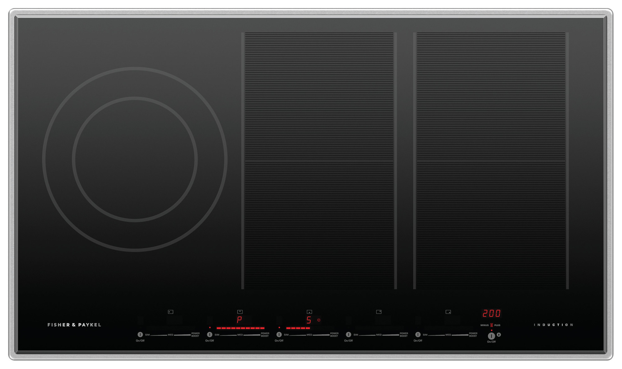 Photos - Hob Fisher & Paykel Fisher and Paykel CI365PTX4 36 Inch Wide 5 Burner Professional Style Series 9 Induction Cooktop with SmartZone Black Cooking 