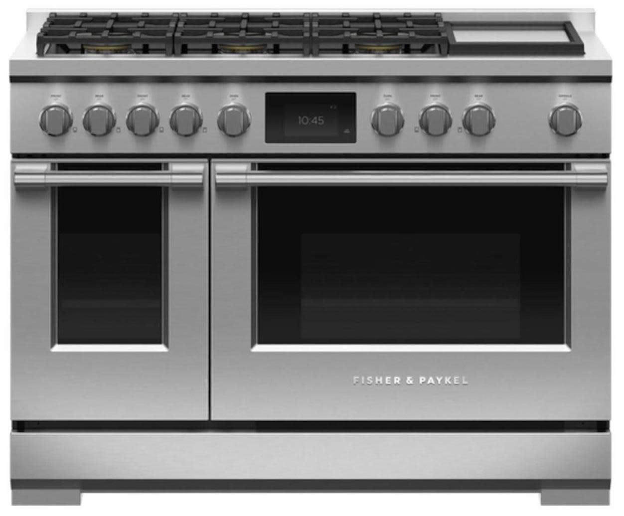 Photos - Cooker Fisher & Paykel Fisher and Paykel RDV3-486GD-L Professional 48 Inch Wide 6.9 Cu. Ft. Free Standing Dual Fuel Range with Griddle and Liquid P 