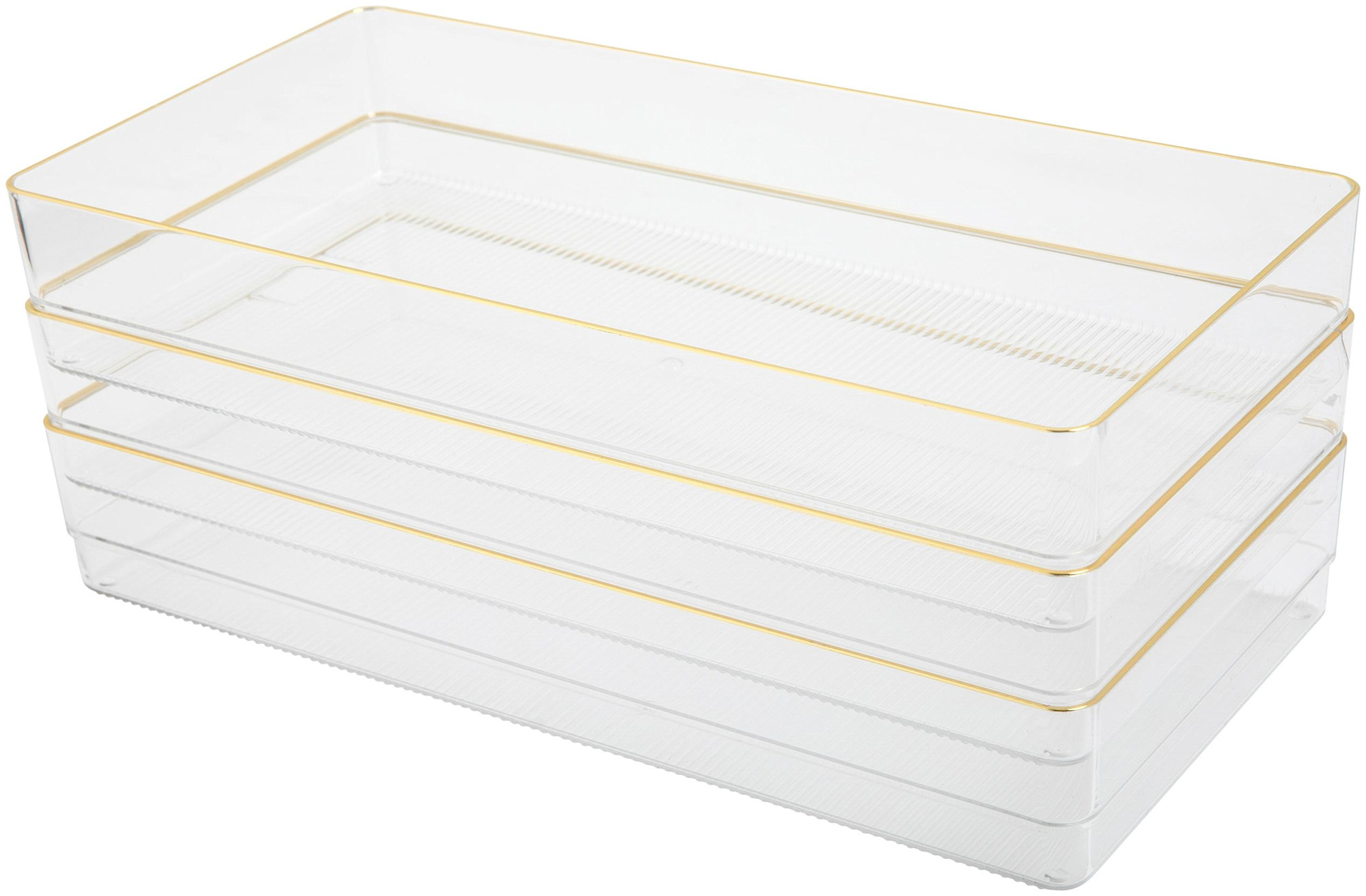 Photos - Desk Organiser Flash Furniture BE-PB8973-G-3-MS Kerry 2" Tall Office Organizer Set with Non-Slip Feet Clear / Gold Storage and Organization 