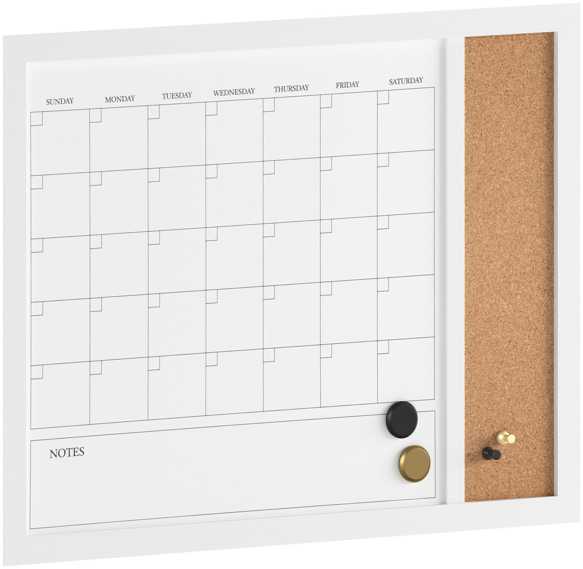 Flash Furniture BR-PM-COM-MW4C1-4561-MS Everette 24" x 18" Wall Board with Corkboard White Woodgrain Home Decor Wall Decor Wall Boards