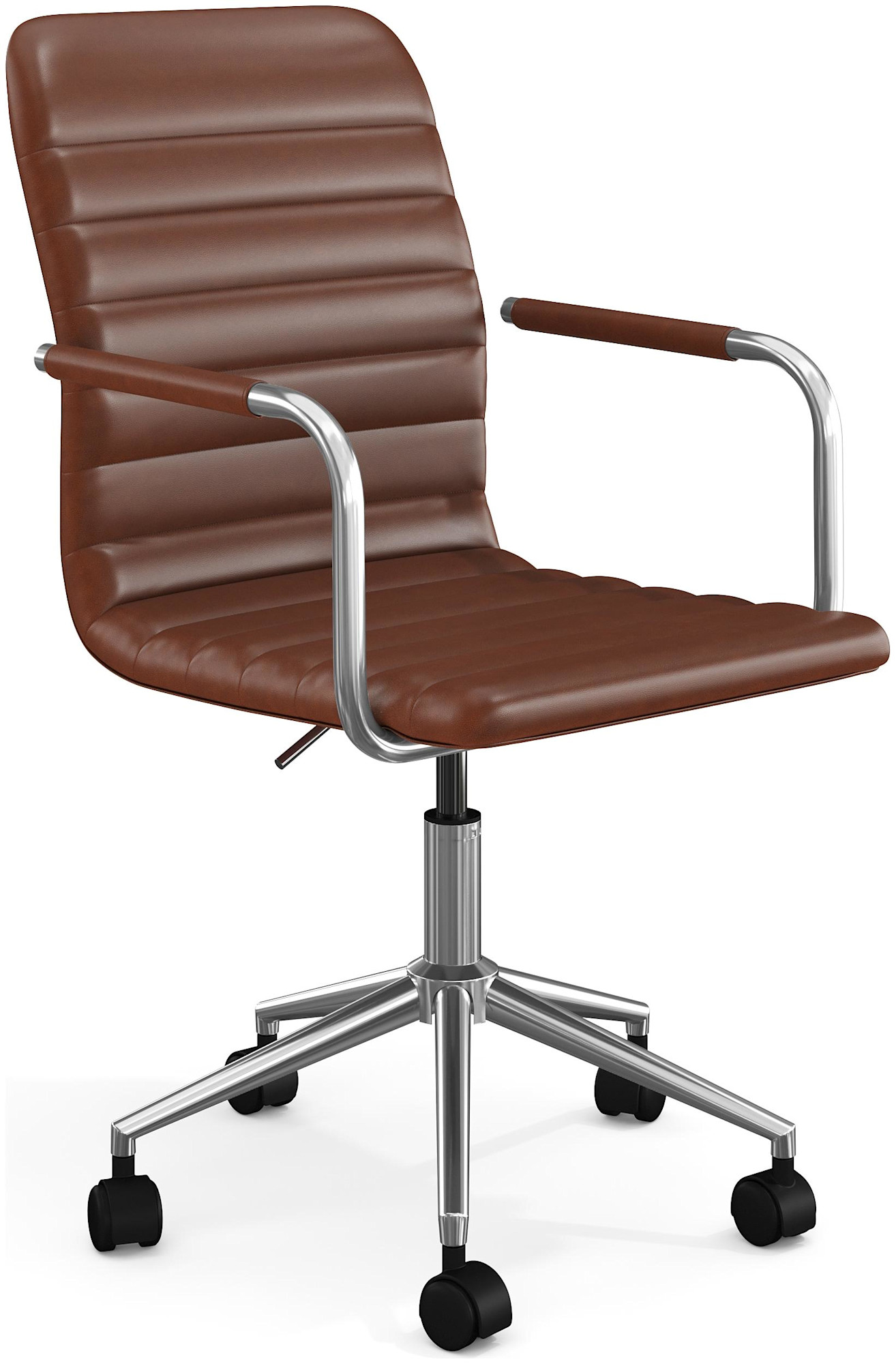Photos - Chair Flash Furniture CH-142370-MS Taytum 26" Wide Metal Framed Faux Leather Office  Brown Indoor Furniture s Office CH 