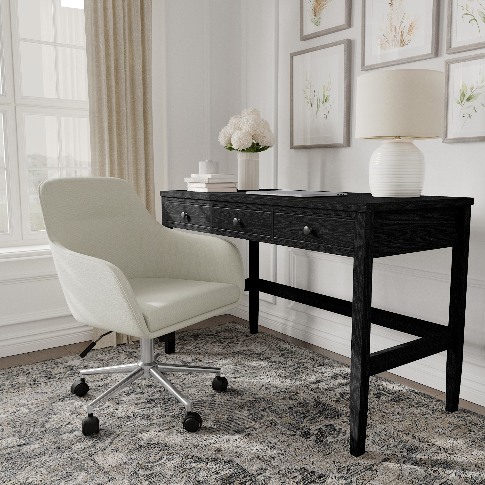 Photos - Chair Flash Furniture CH-220921-6-MS Rayna 20" Wide Metal Framed Fabric and Faux Leather Office  with Swivel Light Gray Indoo 