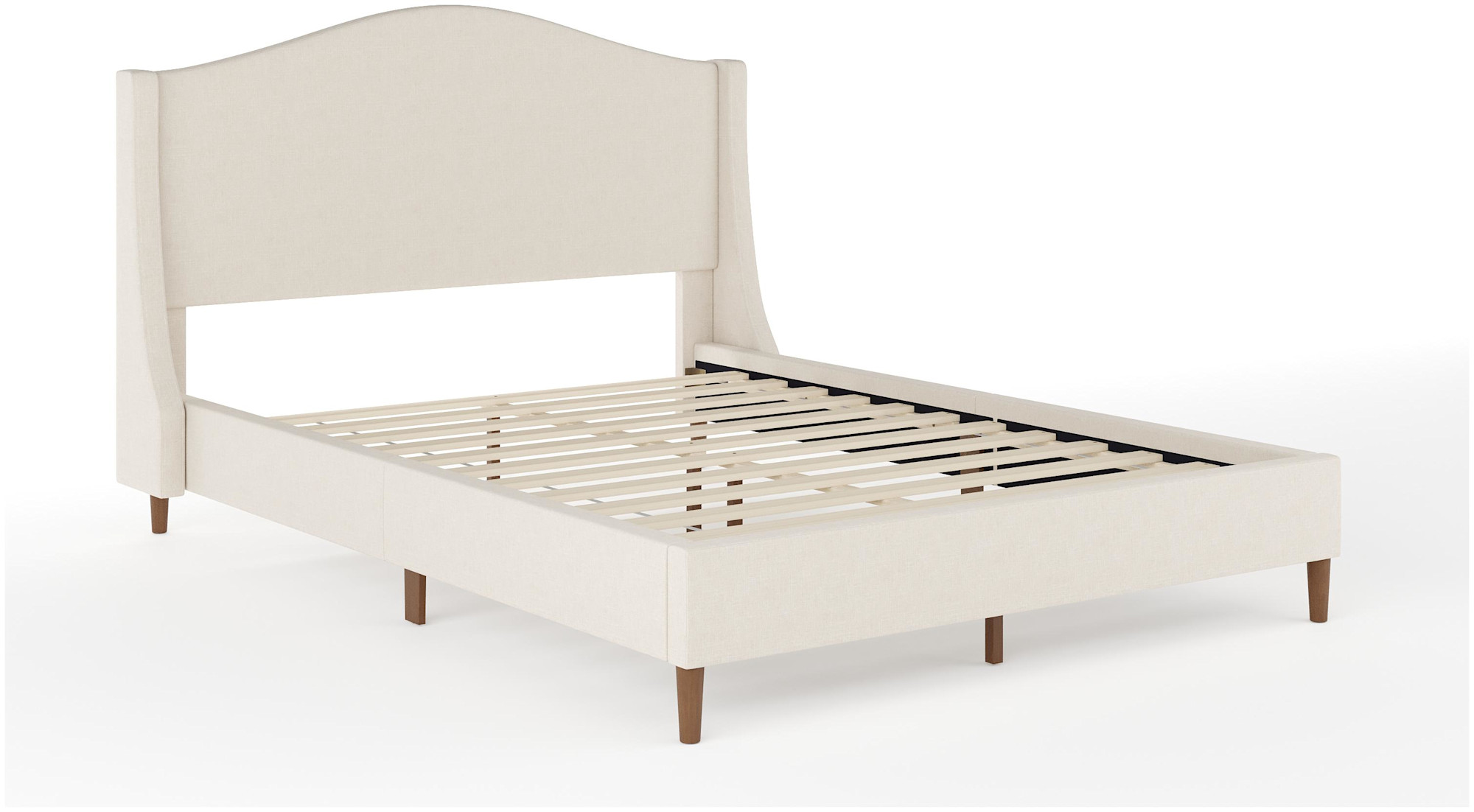 Photos - Bed Flash Furniture TW-3WDB02B-F-MS Amelia Full Poplar and Rubberwood  Frame with Cushioned Side Rails Beige / Walnut Indoor 