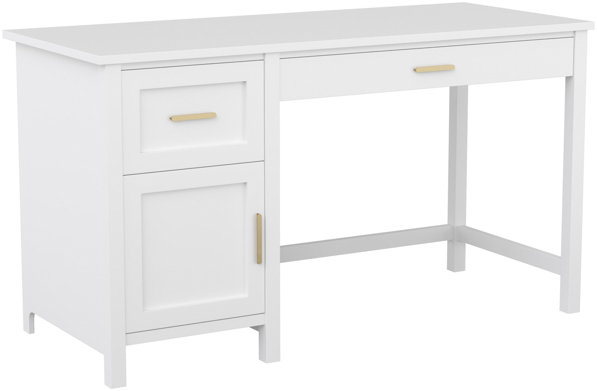 Photos - Office Desk Flash Furniture ZG-ZP-09-MS Hutton 54" Engineered Wood and Steel 2 Drawer  with Cabinet White / Gold Indoor Furni 