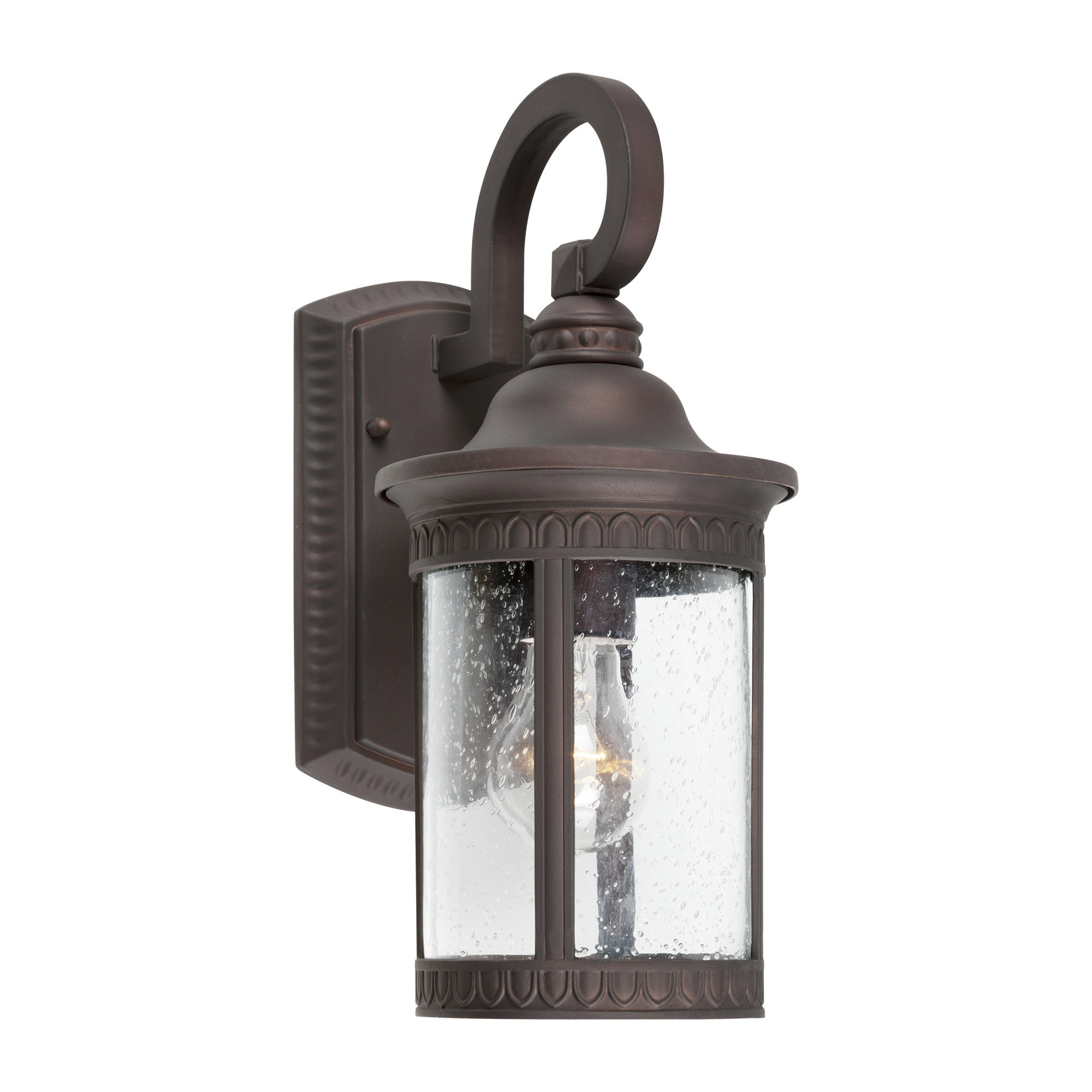 Photos - Floodlight / Street Light Forte Lighting 1770-01 Single Light 14" Tall Outdoor Wall Sconce with Clear Seeded Glass Panels Antique Bronze Outdoor Light 