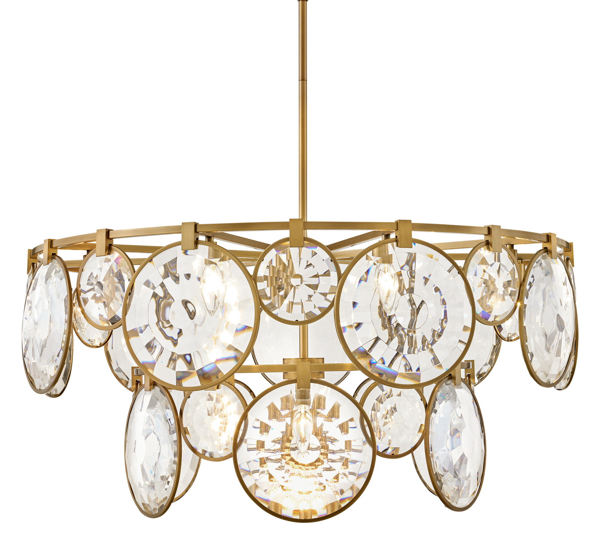 Photos - Chandelier / Lamp Wide Fredrick Ramond FR31268 Nala 15 Light 40"  Crystal Waterfall Chandelier Heritage Brass Indoor Lighting Chandeliers FR312 