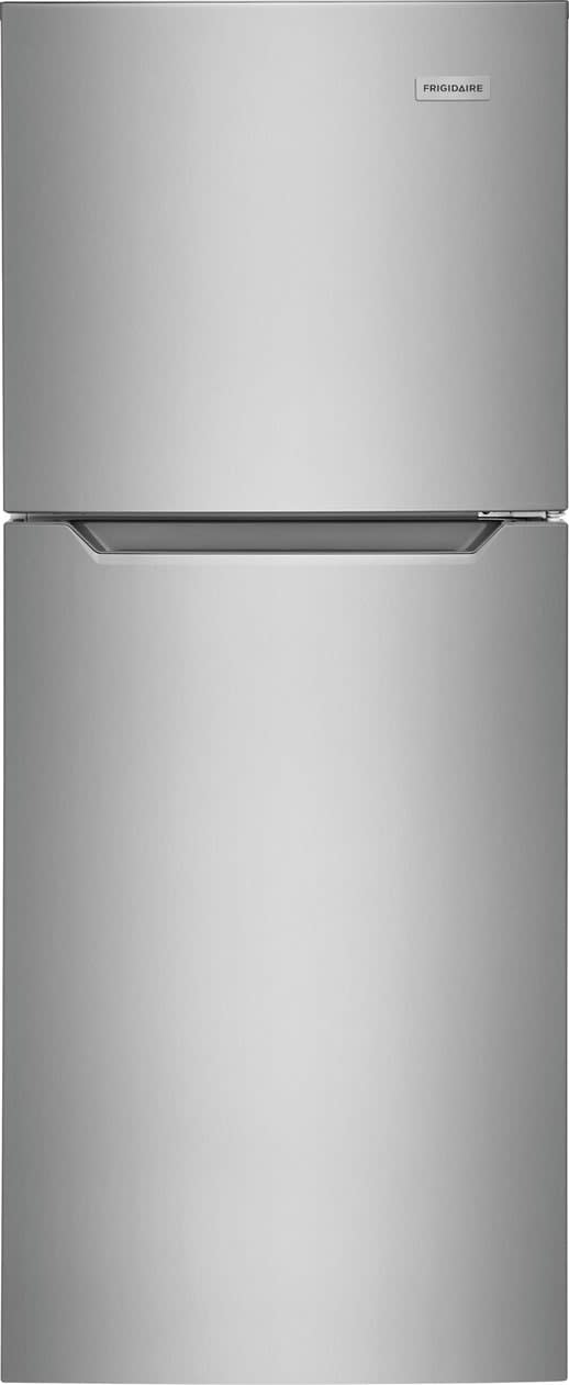 Frigidaire FFET1022U 34 Inch Wide 10.1 Cu. Ft. Energy Star Certified Top Freezer Refrigerator with Gallon Door Bins and LED Lighting Brushed Steel