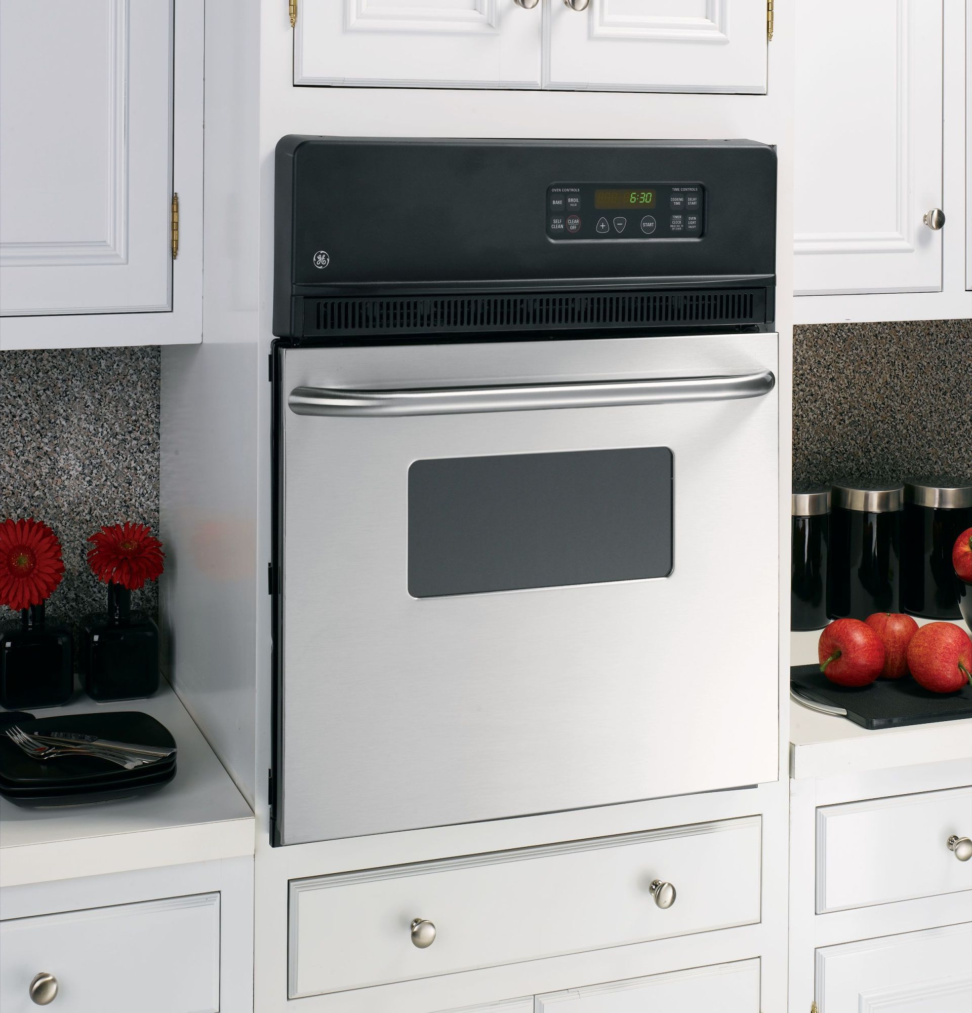 GE JRP20 24" Built-In Electric Oven with Self-Clean Mode and Clear View Window Stainless Steel Cooking Appliances Wall Ovens Single Wall Ovens