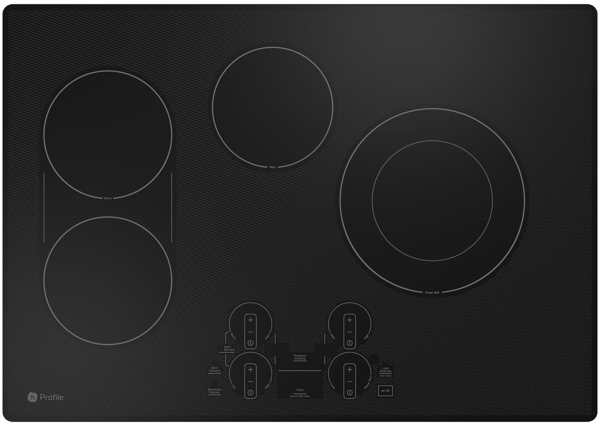Photos - Hob General Electric GE Profile PEP7030 30 Inch Wide 4 Burner Electric Cooktop with Precision Temperature Control Black Cooking Appliances Cookto