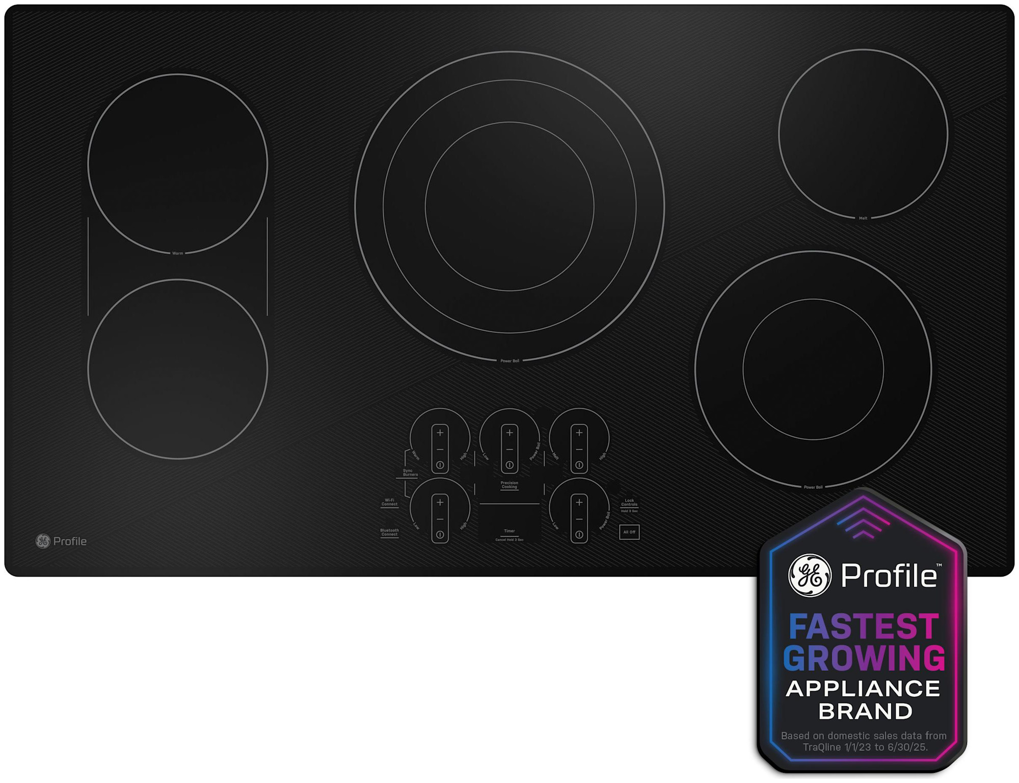Photos - Hob General Electric GE Profile PEP7036 36 Inch Wide 5 Burner Electric Cooktop with Guided Cooking Black Cooking Appliances Cooktops Electric Coo 