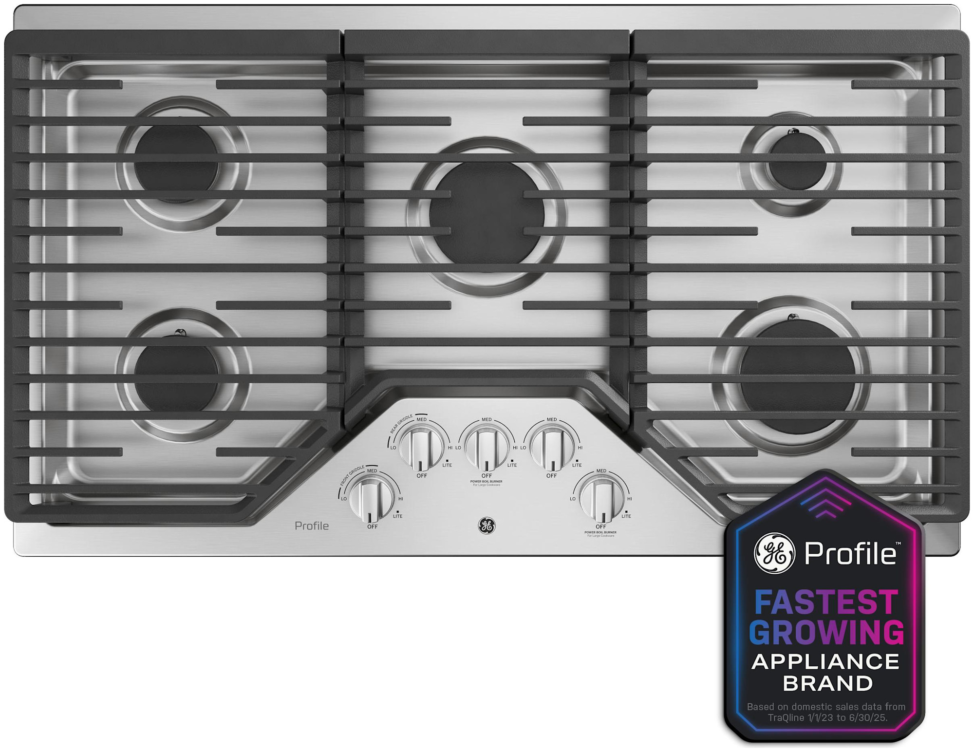 Photos - Hob General Electric GE Profile PGP7036L 36" Built-In Gas Cooktop with 18000 BTU Power Boil Burner Stainless Steel Cooking Appliances Cooktops Ga 
