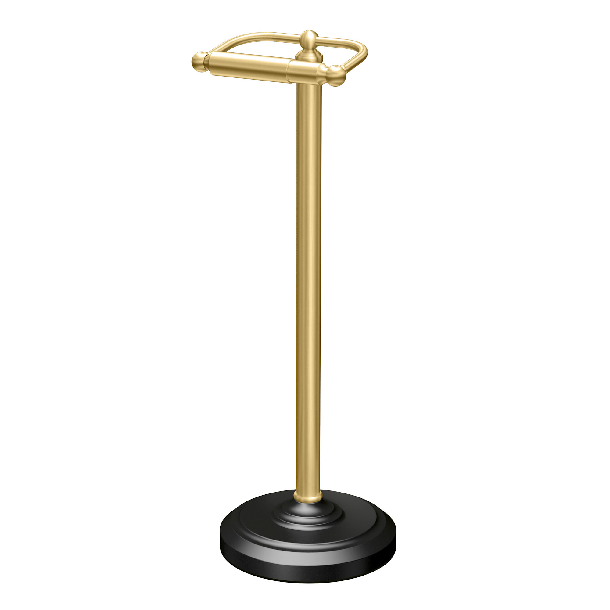 Gatco 1436 Free Standing Toilet Paper Holder Matte Black / Polished Brass Bathroom Hardware and Accessories Bathroom Hardware Toilet Paper Holders