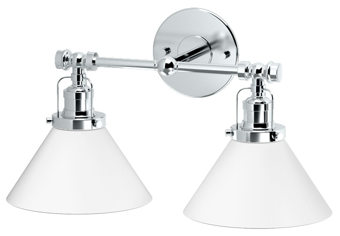 Photos - Chandelier / Lamp Gatco 1613 Cafe 2 Light 9" Tall Bathroom Sconce with Glass Shade Chrome Indoor Lighting Bathroom Fixtures Bathroom Sconce 