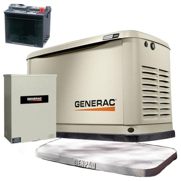 Generac EGD-7171-RXSW100A3-KIT Guardian Series 10 kW (120 / 240V) Single-Phase Air Cooled Multi-Fuel Standby Generator with 100a Transfer Switch
