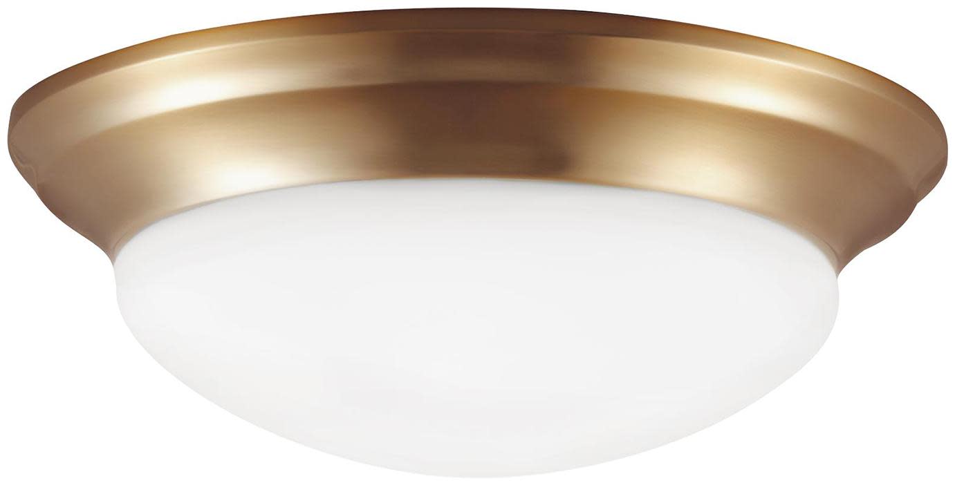 Photos - Chandelier / Lamp Generation Lighting 75436EN3 Nash 3 Light 17" Wide LED Flush Mount Bowl Ceiling Fixture Satin Brass Indoor Lighting Ceiling