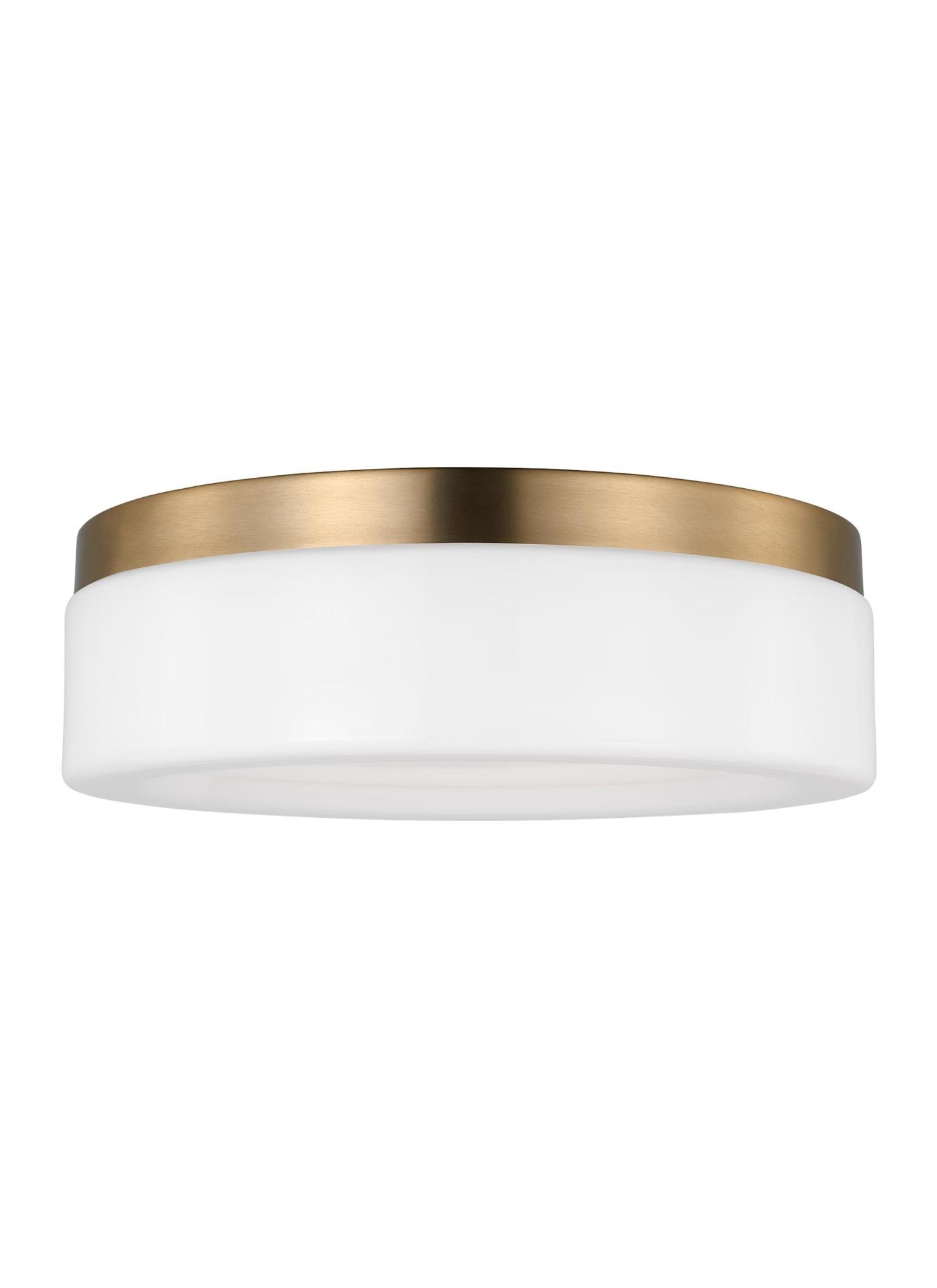 Photos - Chandelier / Lamp Wide Generation Lighting 7569093S Rhett 12"  LED Flush Mount Drum Ceiling Fixture with Frosted Glass Shade Satin Brass Indoor 