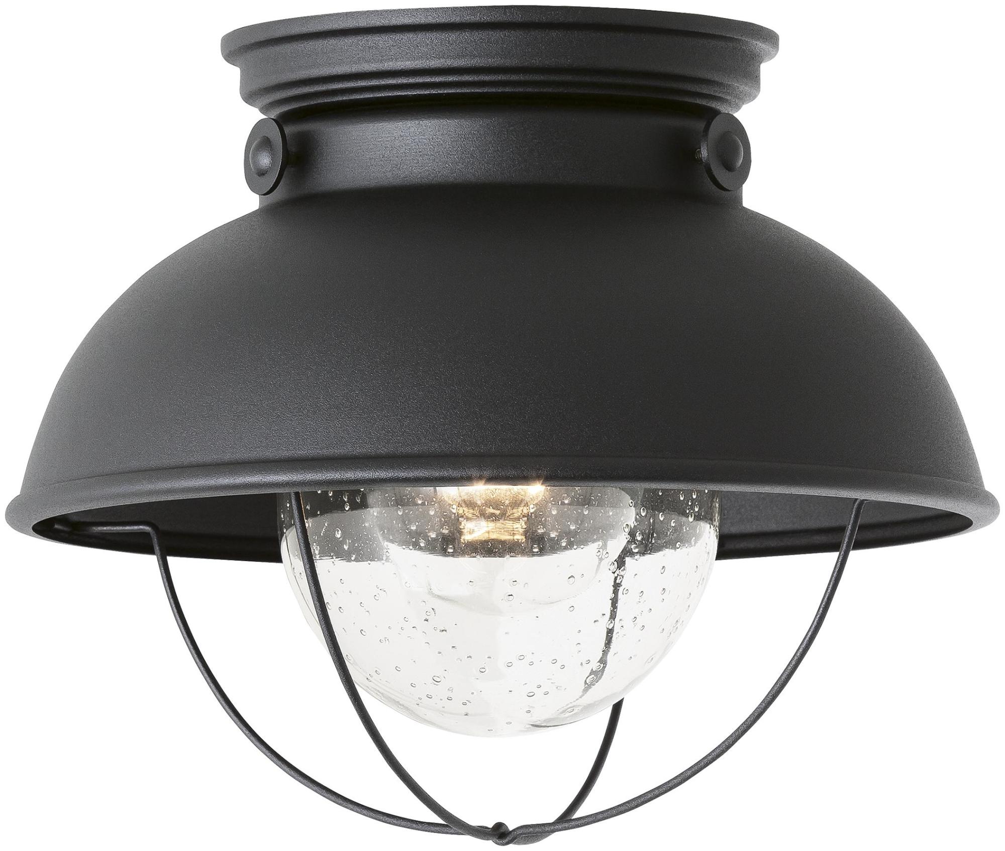 Photos - Chandelier / Lamp Generation Lighting 8869EN3 Sebring 11" Wide LED Semi-Flush Outdoor Ceiling Fixture Black Outdoor Lighting Ceiling Fixtures