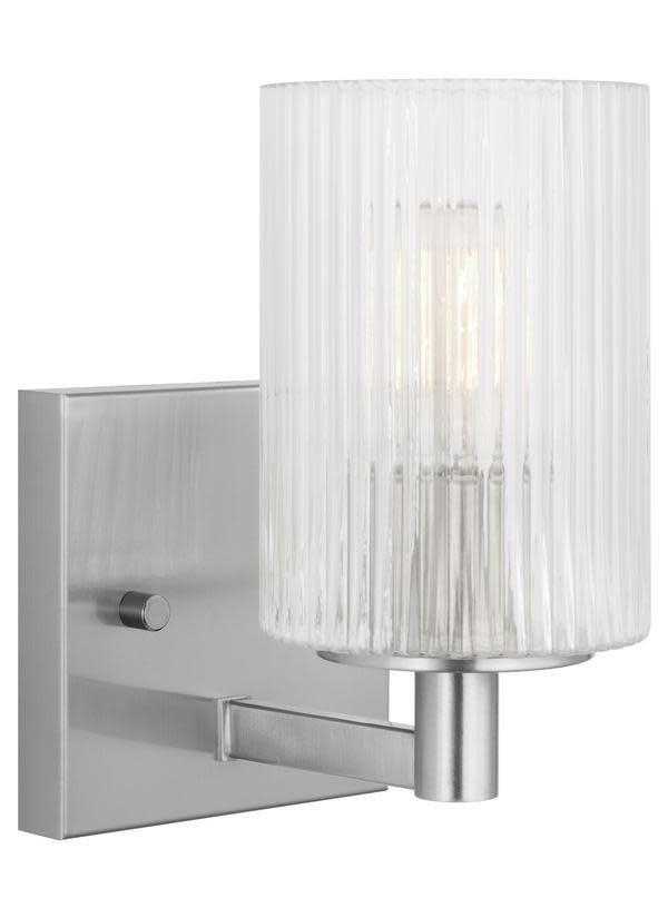 Photos - Chandelier / Lamp Generation Lighting GLV1041 Lando 8" Tall Bathroom Sconce Brushed Steel Indoor Lighting Bathroom Fixtures Bathroom Sconce GL
